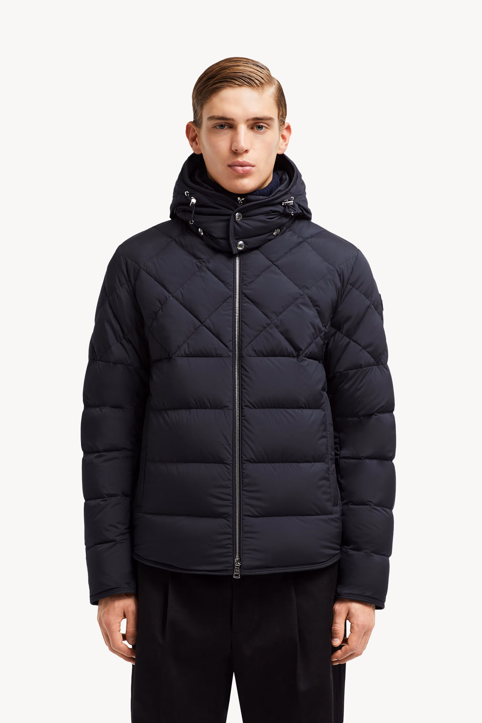 Cecaud Hooded Short Down Jacket Men Navy Blue Moncler 3